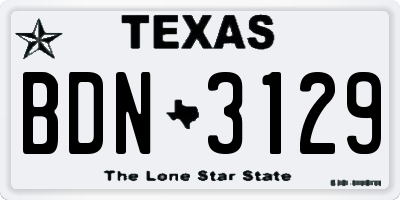 TX license plate BDN3129