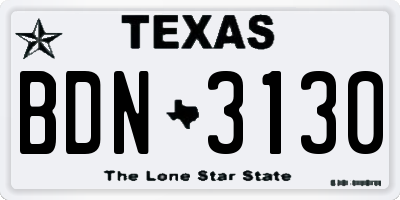 TX license plate BDN3130