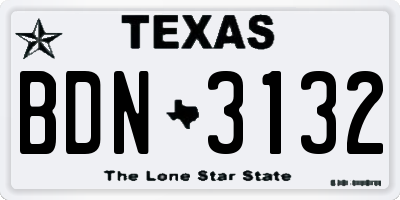 TX license plate BDN3132