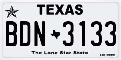 TX license plate BDN3133