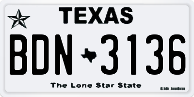 TX license plate BDN3136