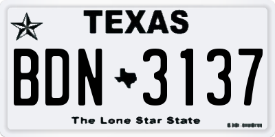 TX license plate BDN3137