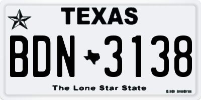 TX license plate BDN3138