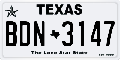 TX license plate BDN3147