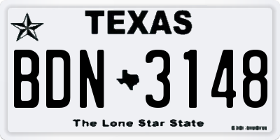 TX license plate BDN3148