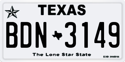 TX license plate BDN3149