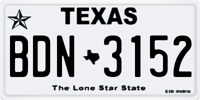 TX license plate BDN3152