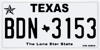 TX license plate BDN3153