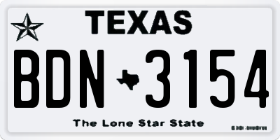 TX license plate BDN3154