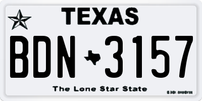 TX license plate BDN3157