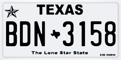 TX license plate BDN3158