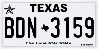 TX license plate BDN3159