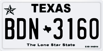 TX license plate BDN3160