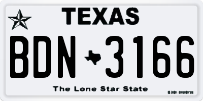 TX license plate BDN3166