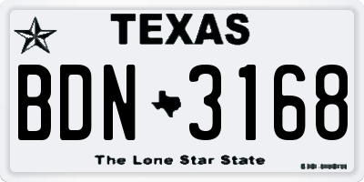 TX license plate BDN3168