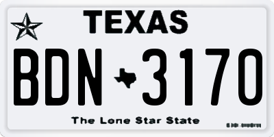TX license plate BDN3170
