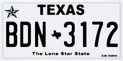 TX license plate BDN3172