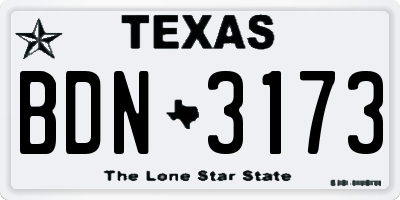 TX license plate BDN3173