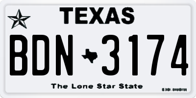 TX license plate BDN3174