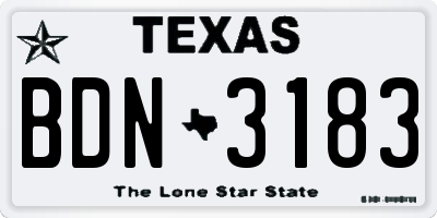 TX license plate BDN3183