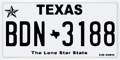 TX license plate BDN3188