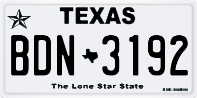 TX license plate BDN3192