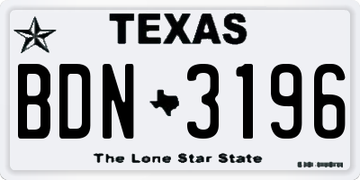 TX license plate BDN3196