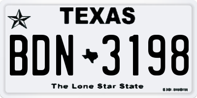 TX license plate BDN3198