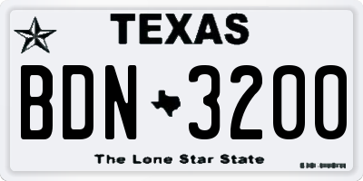 TX license plate BDN3200