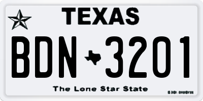 TX license plate BDN3201