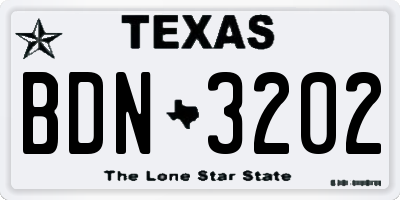 TX license plate BDN3202