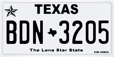 TX license plate BDN3205