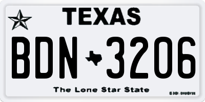 TX license plate BDN3206