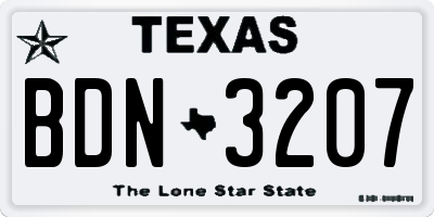 TX license plate BDN3207