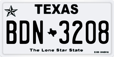 TX license plate BDN3208