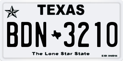 TX license plate BDN3210