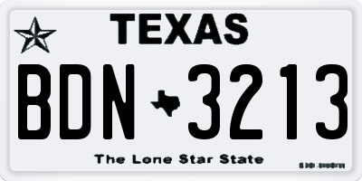 TX license plate BDN3213