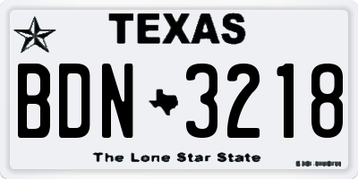 TX license plate BDN3218