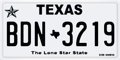 TX license plate BDN3219