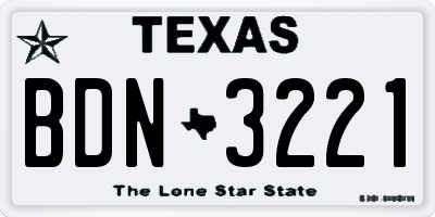 TX license plate BDN3221