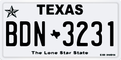 TX license plate BDN3231