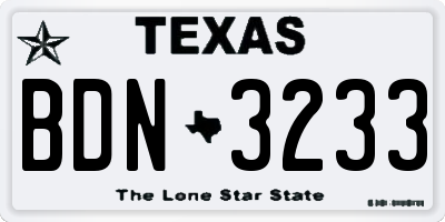 TX license plate BDN3233