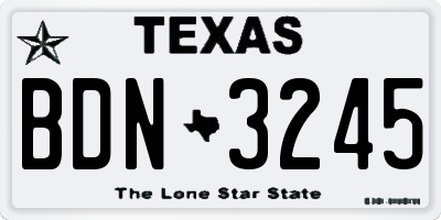 TX license plate BDN3245