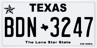 TX license plate BDN3247
