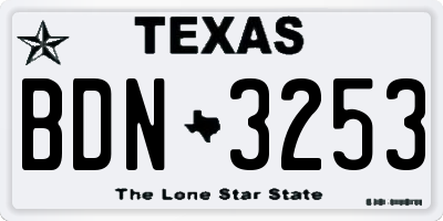 TX license plate BDN3253