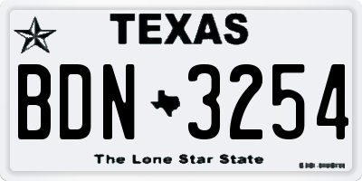 TX license plate BDN3254