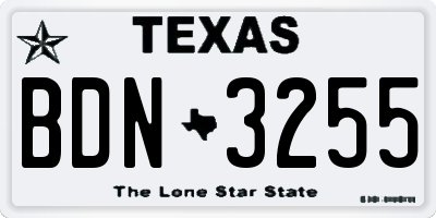 TX license plate BDN3255