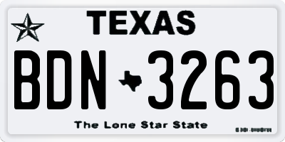 TX license plate BDN3263