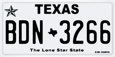 TX license plate BDN3266
