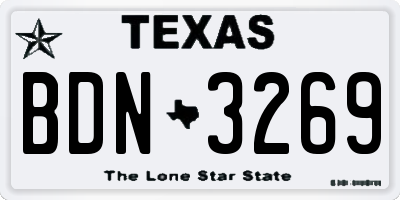TX license plate BDN3269